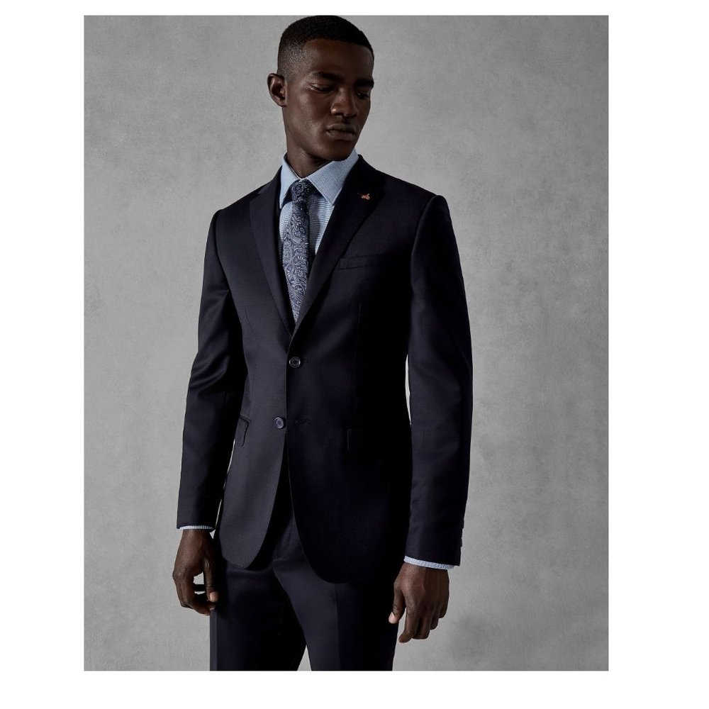 NWT Ted Baker Men's Performance Plain Suit Jacket Navy Blue Wool 46S $499 BB429